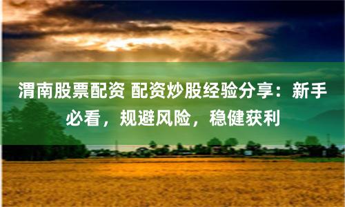 渭南股票配资 配资炒股经验分享：新手必看，规避风险，稳健获利