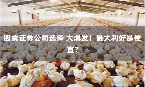 股票证券公司选择 大爆发！最大利好是便宜？